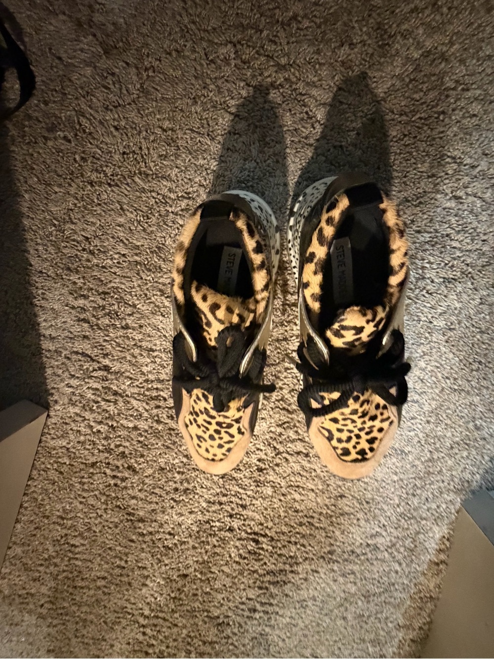 Steve Madden Leopard Print Platform Sneakers - Black & Tan